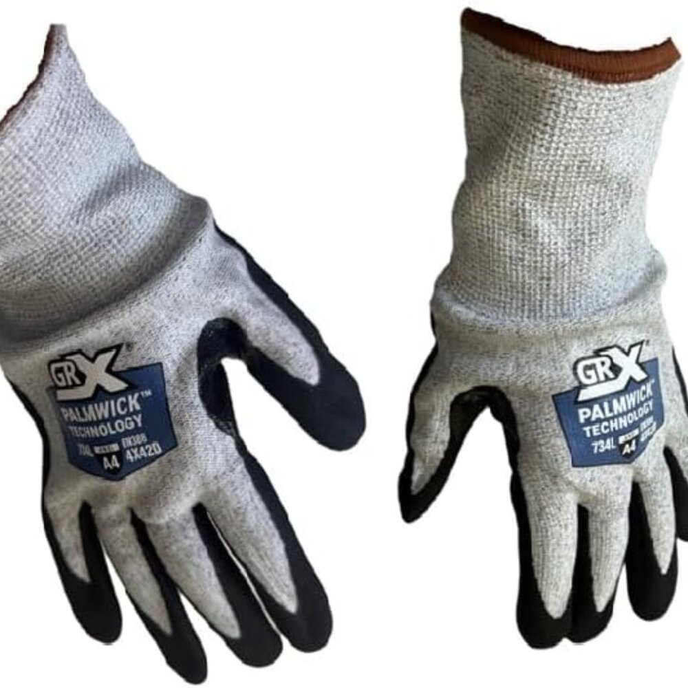 Cut Resistant Work Gloves, Dipped Coated Palms, Work, Gardening, Pet Care, L-XL